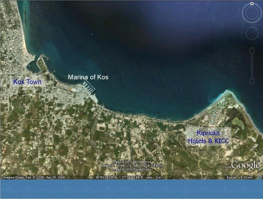 Kos Town and Venue Map